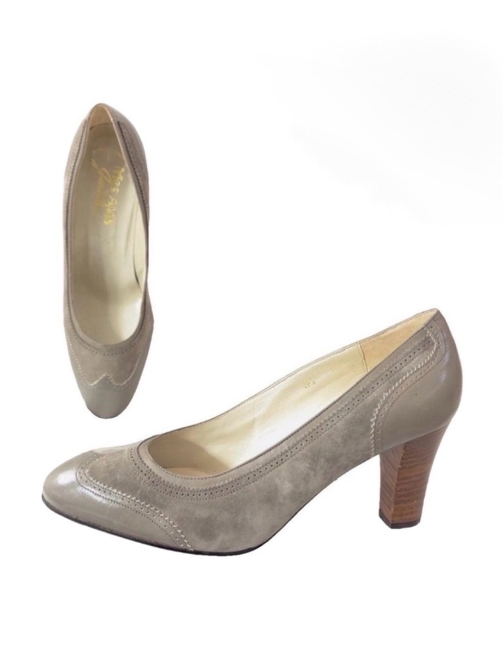 Mes Amis by Garolini Vintage Pumps Suede Patent Leather Wingtip NEW